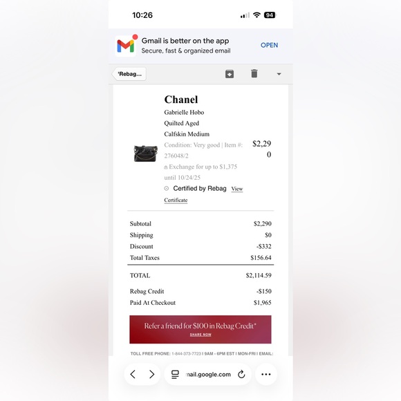 Chanel Gabrielle Hobo Quilted Aged Calfskin in Medium - Picture 16 of 16